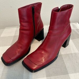 Diba Red Leather Heeled Boots